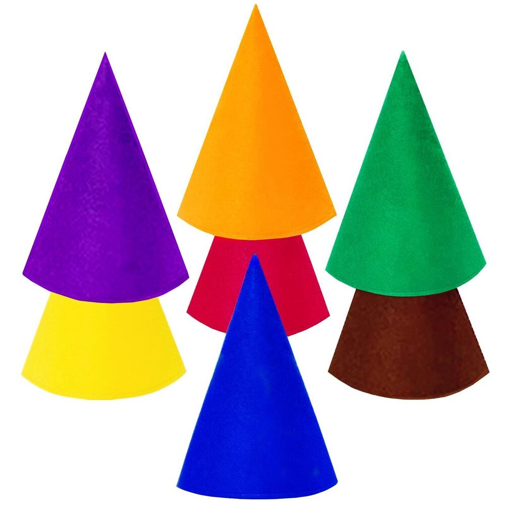 8057 7 Packs Gnomes Hats - Dwarf Hats Felt Cone Hat Elf Pointed Hat Crayon